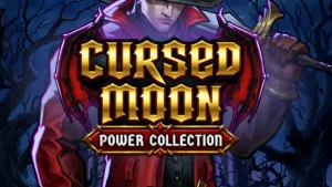 Tampilan visual slot Cursed Moon Power Collection dengan tema pemburu monster gotik