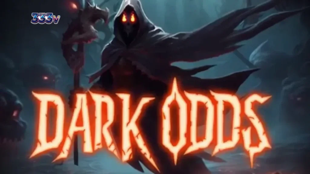 Tampilan layar utama permainan slot Dark Odds dengan tema horor