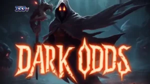Tampilan layar utama permainan slot Dark Odds dengan tema horor